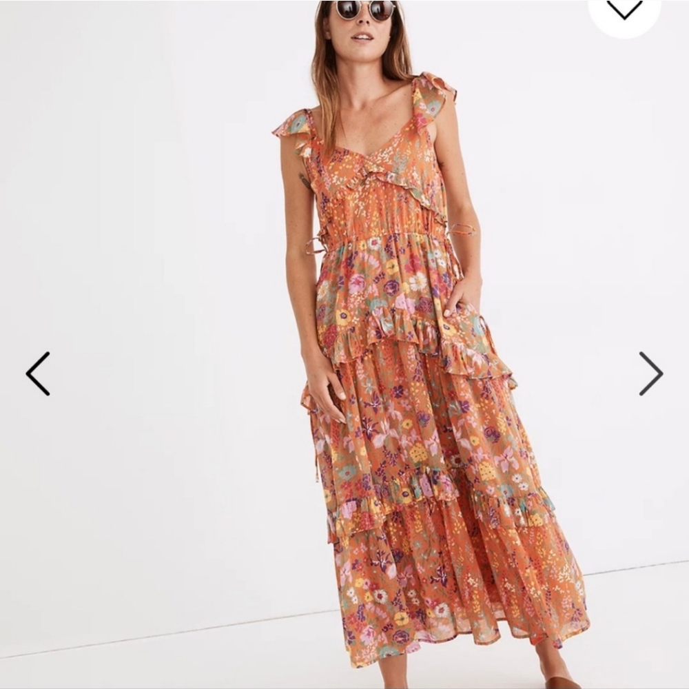 Banjanan Erin Tiered Midi Dress Dawn Chorus Puffins Bill